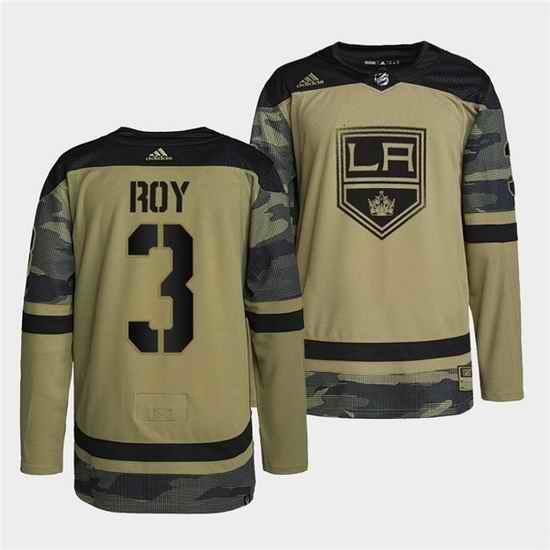 Men Los Angeles Kings 3 Matt Roy 2022 Camo Military Appreciation Night Stitched jersey